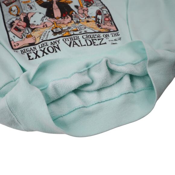 True Vintage Exxon Valdez Oil Spill Drunk Pirates Graphic Sweatshirt - Picture 8 of 12